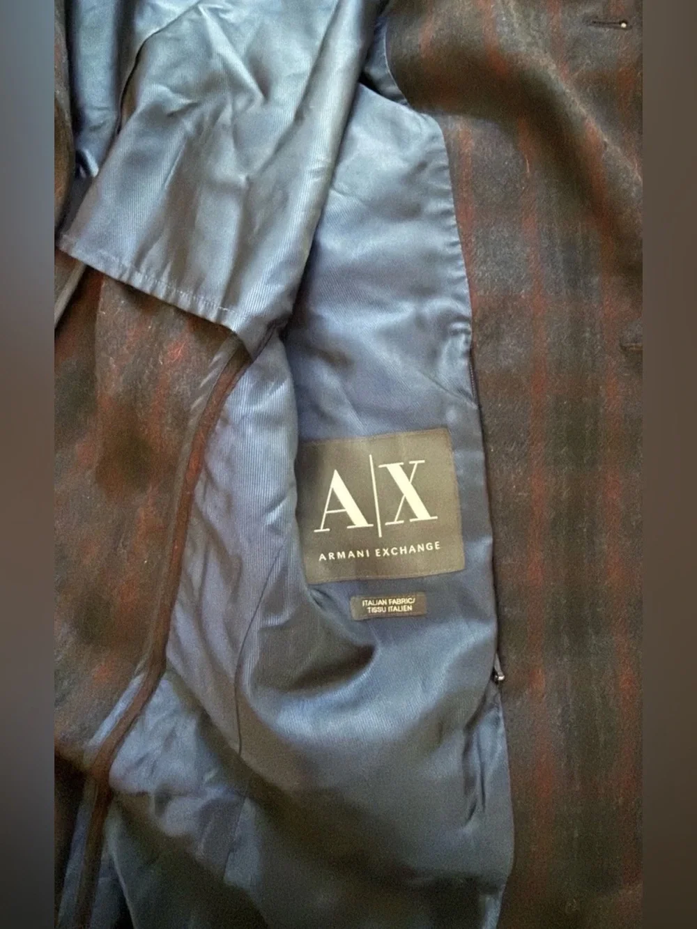 ARMANI EXCHANGE Slim Fit Windowpane Plaid Sport Coat Jacket Sz XS Wool Cashmere
